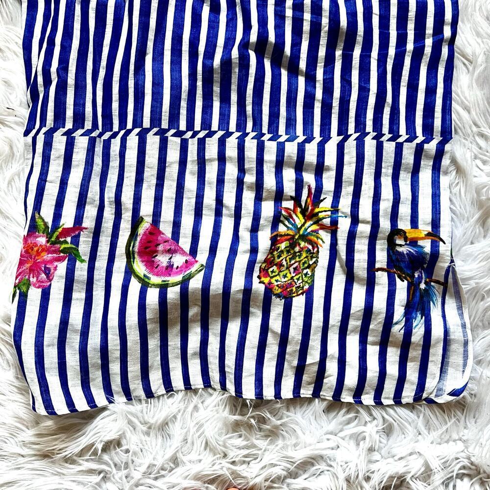 Vilagallo Dani tropical link stripe dress blue and white size 4 - Picture 4 of 10